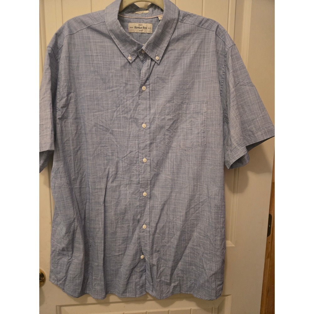 Hawker Rye XXL Men's Short Sleeve Button Down Shirt - Blue Micro-Check